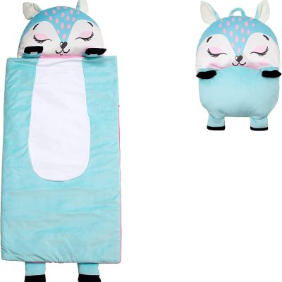 Kid's Nap Buddies Character Preschool Nap Mat, Toddler Sleeping Bag with Pillow for Daycare, Ages 3+