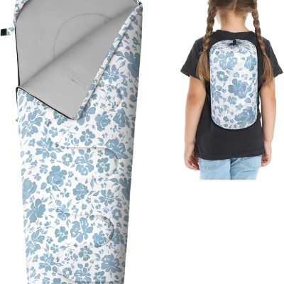Kids Sleeping Bag for Girls Boys 3 Season Warm & Cool Weather Youth Camping Sleeping Bags with Backpacking Bag Waterproof for Traveling Hiking Indoor Outdoor Camping Essentials