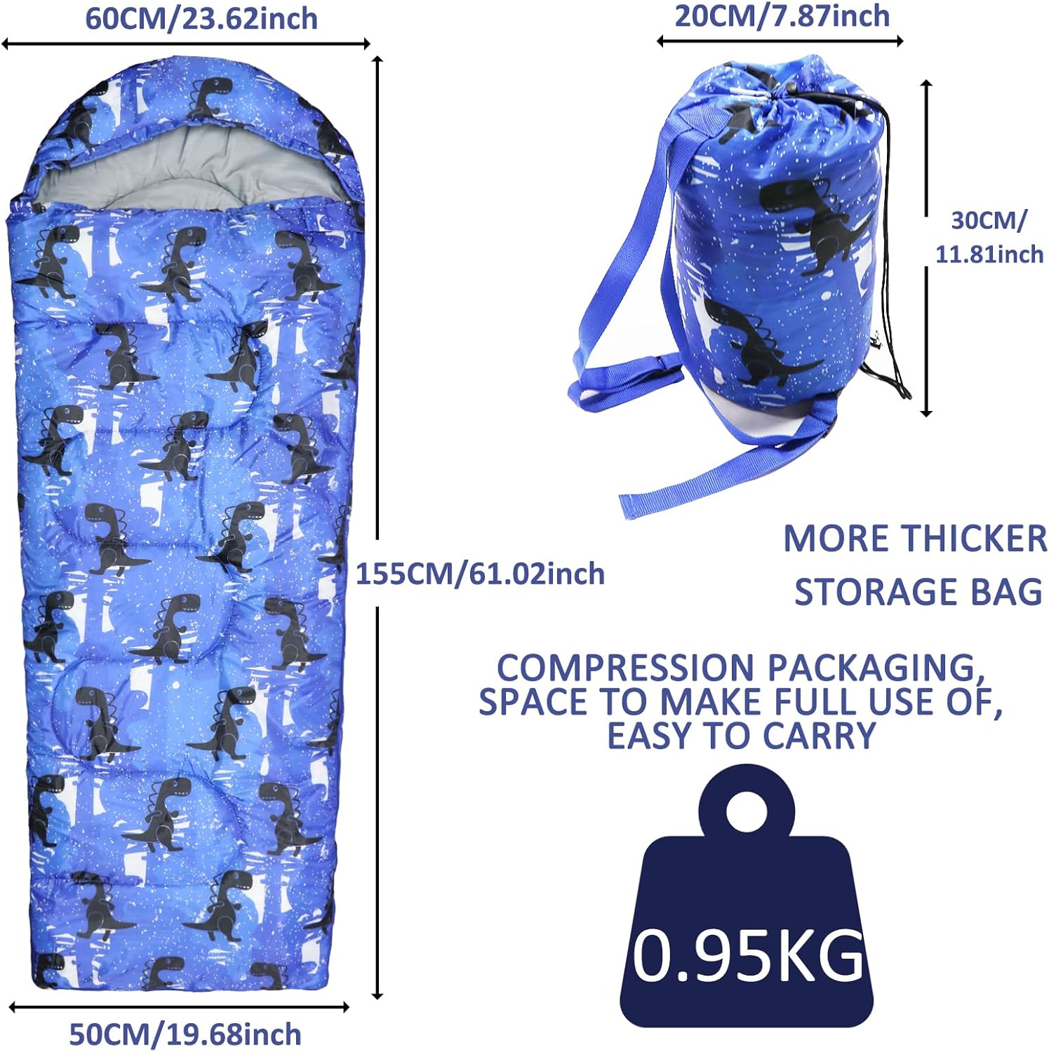 Kids Sleeping Bags - Camping Sleeping Bags with Carry Bag - Compact Sleeping Bag for Hiking, Backpacking 3 Season Warm & Cool Weather, Lightweight Waterproof Outdoor Travel for Boys Girls - Image 2