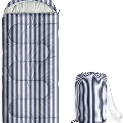 Kids Sleeping Bag for Boys Girls Toddlers, Camping in Warm Cold Weather, Backpacking Lightweight Compact Outdoor Liner for 3 Seasons, Farmhouse Ticking Stripe