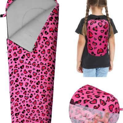 Kids Sleeping Bag for Girls Boys 3 Season Warm & Cool Weather Youth Camping Sleeping Bags with Backpacking Bag Waterproof for Traveling Hiking Indoor Outdoor Camping Essentials